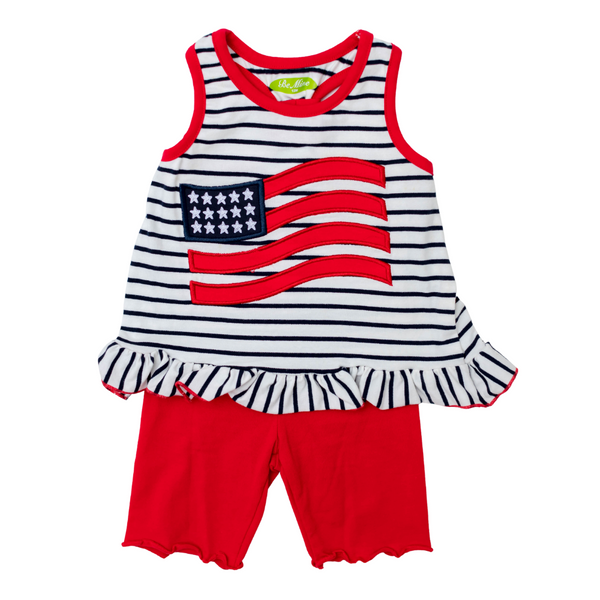 American Flag Girl's Short Set